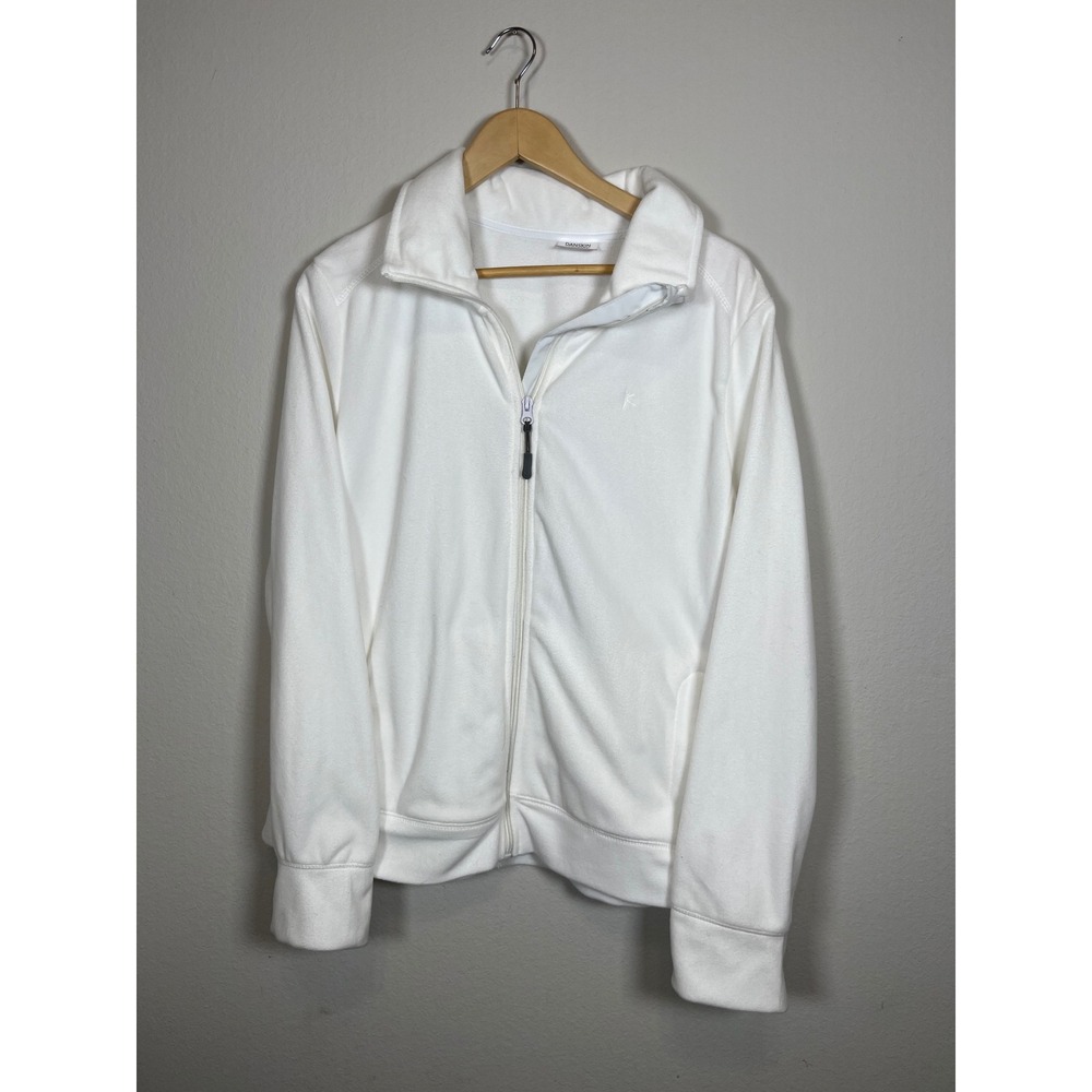 Danskin Now Womens White Full Zip Fleece Jacket Mock Neck Activewear XXL 20